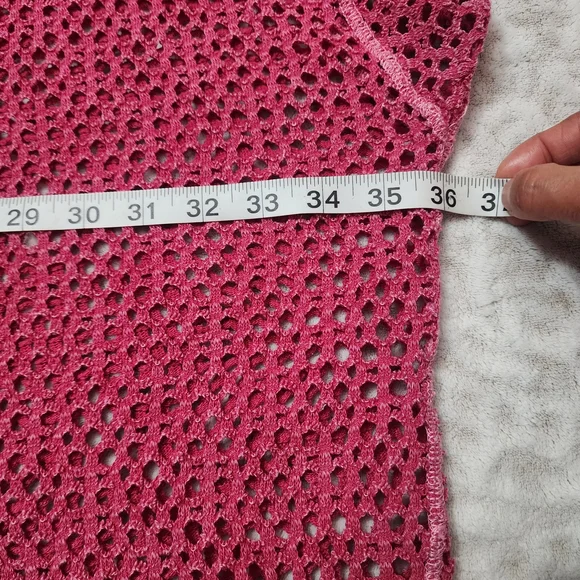 We the Free/Free People Napa Tee/Cover-Up Open Knit Crochet Oversized Sz L Pink - Picture 11 of 14